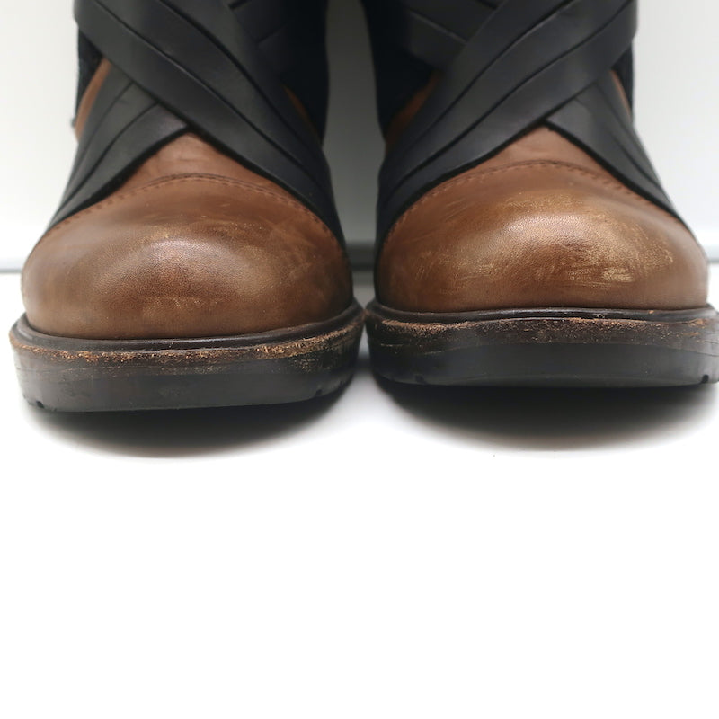 Vanessa Bruno Faux Fur Trim Boots Brown Leather &amp; Black Suede Size 41