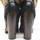 Vanessa Bruno Faux Fur Trim Boots Brown Leather & Black Suede Size 41