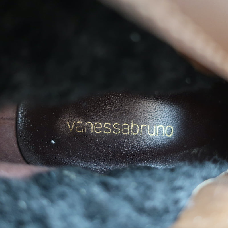 Vanessa Bruno Faux Fur Trim Boots Brown Leather &amp; Black Suede Size 41