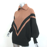 SER.O.YA Sweater Abi Black/Tan Chevron Knit Size Small Quarter-Zip Pullover NEW