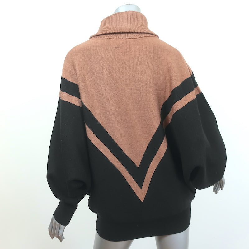 SER.O.YA Sweater Abi Black/Tan Chevron Knit Size Small Quarter-Zip Pullover NEW