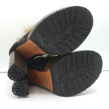 Vanessa Bruno Faux Fur Trim Boots Brown Leather & Black Suede Size 41