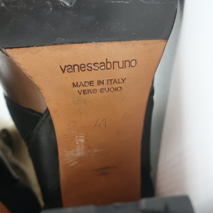Vanessa Bruno Faux Fur Trim Boots Brown Leather &amp; Black Suede Size 41