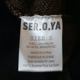 SER.O.YA Sweater Abi Black/Tan Chevron Knit Size Small Quarter-Zip Pullover NEW