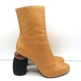 Dries Van Noten Sculpted-Heel Boots Mustard Leather Size 41
