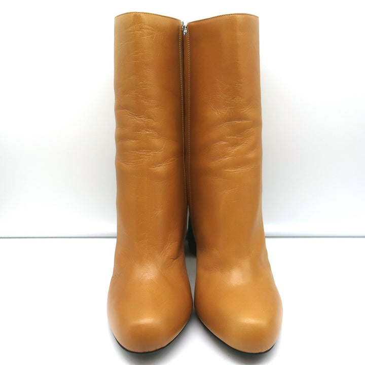 Dries Van Noten Sculpted-Heel Boots Mustard Leather Size 41