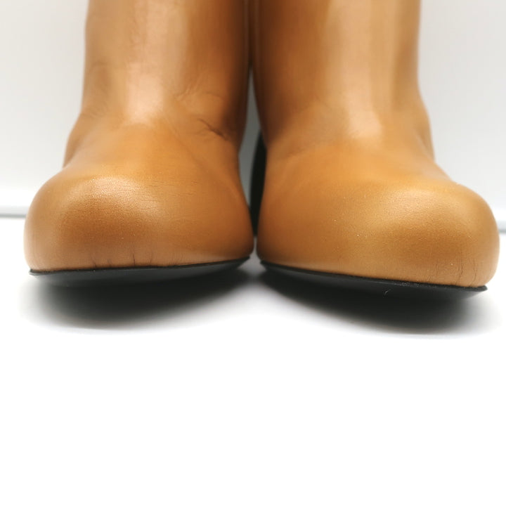 Dries Van Noten Sculpted-Heel Boots Mustard Leather Size 41