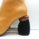 Dries Van Noten Sculpted-Heel Boots Mustard Leather Size 41
