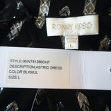 Ronny Kobo Midi Dress Astrid Black/Silver Fil Coupe Chiffon Size Large NEW
