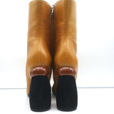 Dries Van Noten Sculpted-Heel Boots Mustard Leather Size 41