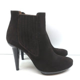 Bottega Veneta Ankle Boots Dark Brown Suede Size 41 High Heel Chelsea Booties