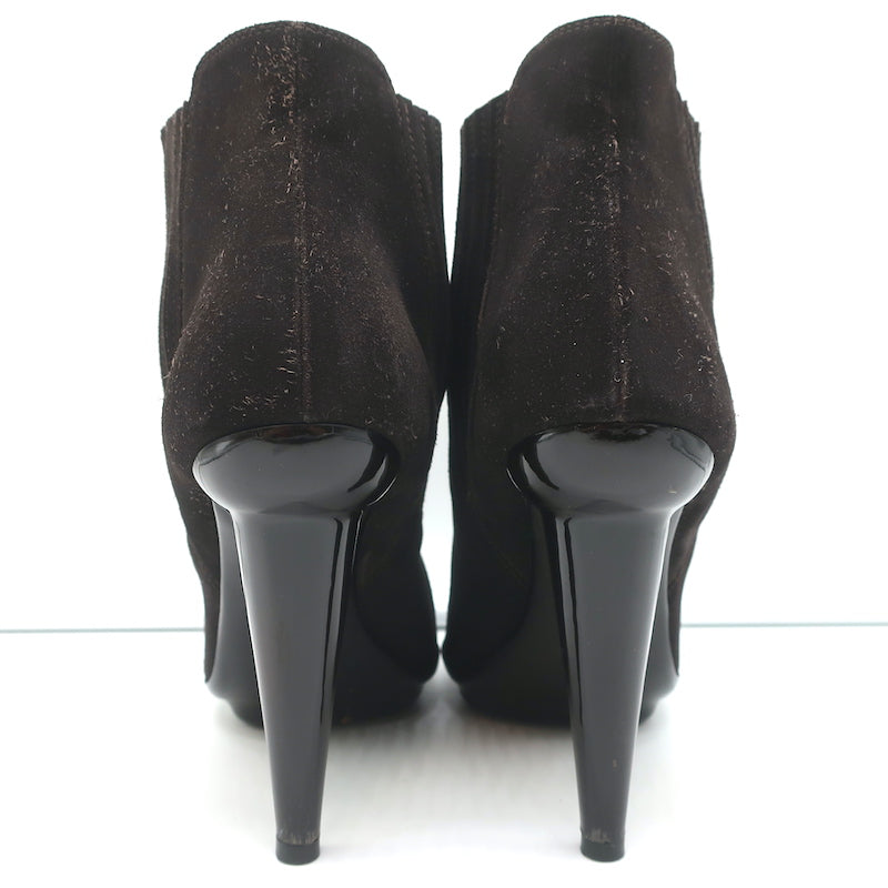 Bottega Veneta Ankle Boots Dark Brown Suede Size 41 High Heel Chelsea Booties