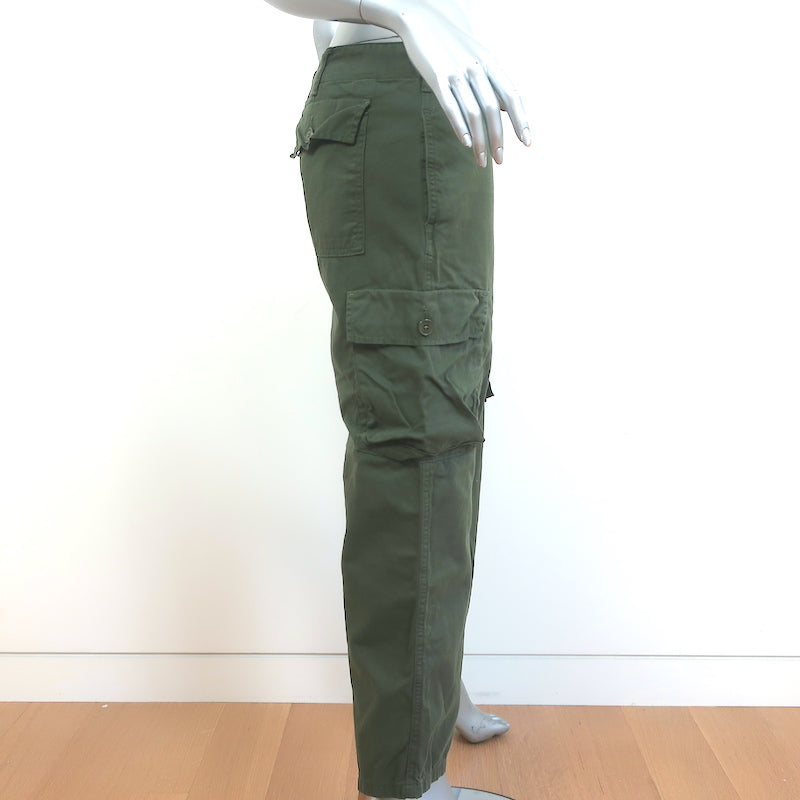Frame Relaxed Utility Pants Washed Surplus Green Cotton Size 30