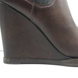 Brunello Cucinelli Wedge Ankle Boots Dark Brown Leather Size 41 Chelsea Booties