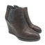 Brunello Cucinelli Wedge Ankle Boots Dark Brown Leather Size 41 Chelsea Booties