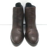 Brunello Cucinelli Wedge Ankle Boots Dark Brown Leather Size 41 Chelsea Booties