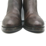Brunello Cucinelli Wedge Ankle Boots Dark Brown Leather Size 41 Chelsea Booties