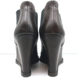 Brunello Cucinelli Wedge Ankle Boots Dark Brown Leather Size 41 Chelsea Booties