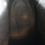 Brunello Cucinelli Wedge Ankle Boots Dark Brown Leather Size 41 Chelsea Booties