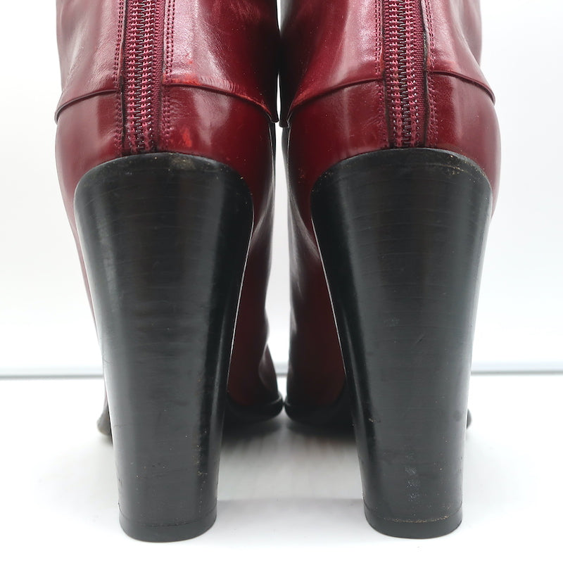 Marc Jacobs High Heel Ankle Boots Red Leather Size 40.5
