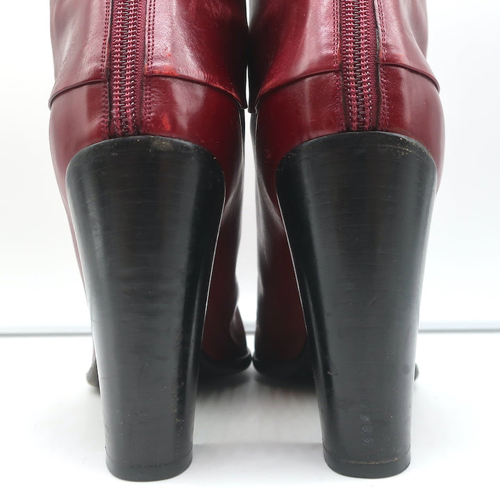 Marc Jacobs High Heel Ankle Boots Red Leather Size 40.5
