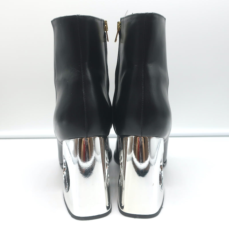 Marni Cutout-Heel Ankle Boots Black Leather Size 41