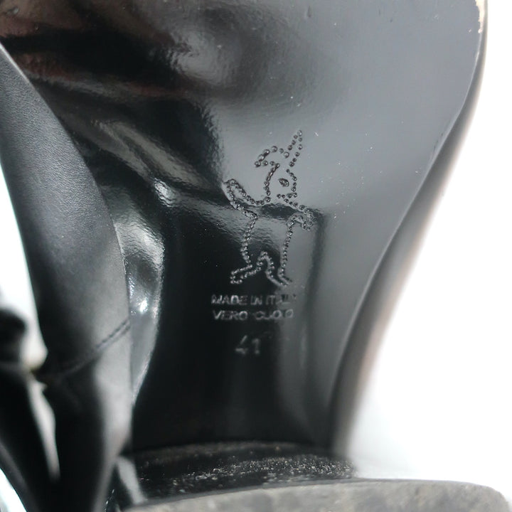 Marni Cutout-Heel Ankle Boots Black Leather Size 41