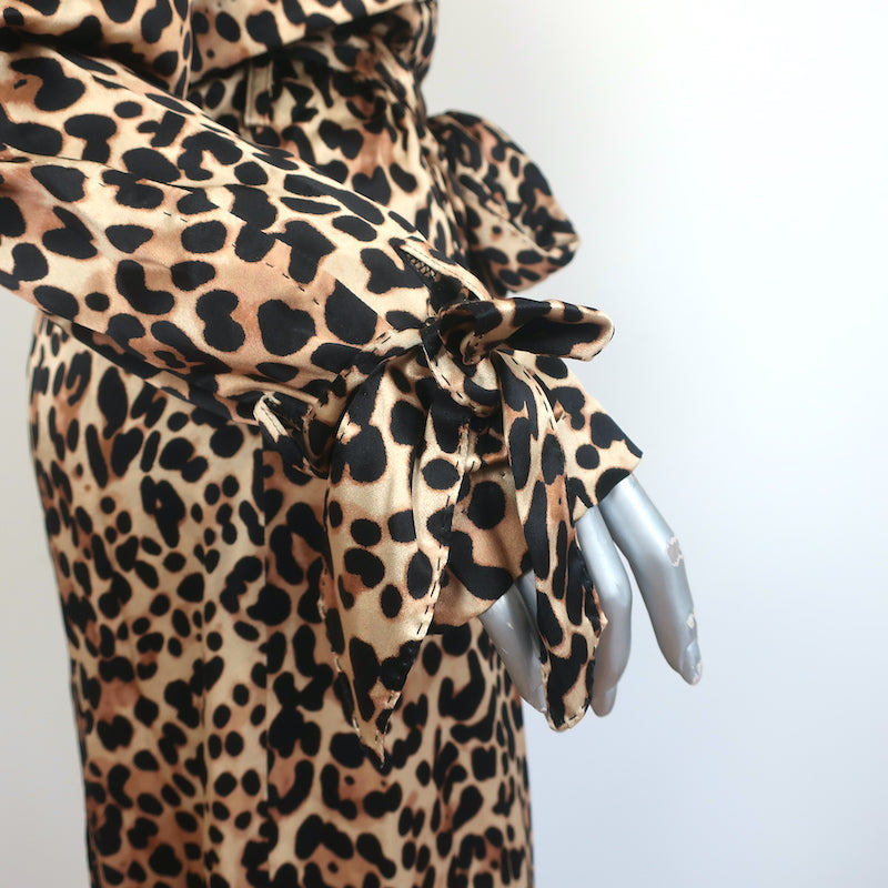 Tom Ford Leopard Print Silk Trench Coat Size 38