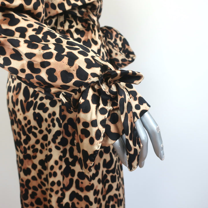 Tom Ford Leopard Print Silk Trench Coat Size 38