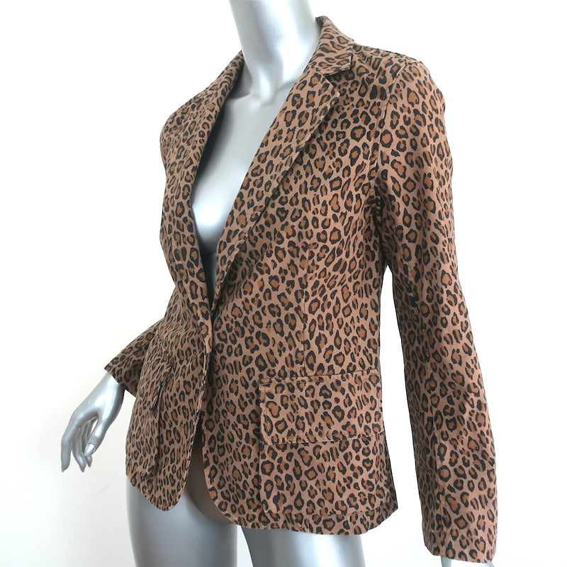 Nili Lotan Blazer Addison Leopard Print Cotton Size 4 One-Button Jacket