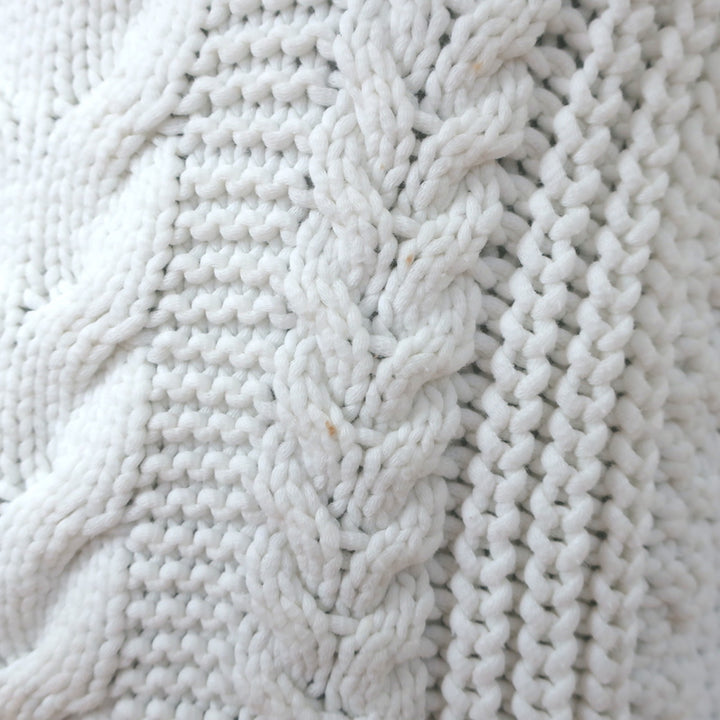 SEA Eyelet-Sleeve Sweater White Cable Knit Size Extra Small Short Sleeve Top