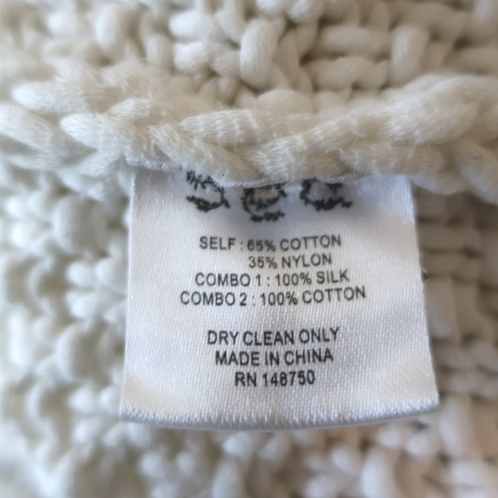 SEA Eyelet-Sleeve Sweater White Cable Knit Size Extra Small Short Sleeve Top