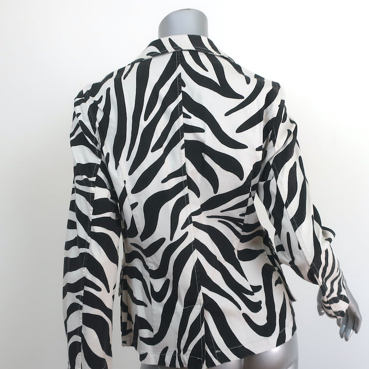Nili Lotan Blazer Addison Zebra Print Cotton Size 4 One-Button Jacket NEW