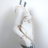 Brodie Cashmere Gold Foil Zip-Up Hoodie Sweater Cream Size Small