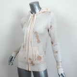 Brodie Cashmere Gold Foil Zip-Up Hoodie Sweater Cream Size Small