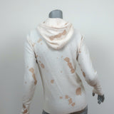 Brodie Cashmere Gold Foil Zip-Up Hoodie Sweater Cream Size Small