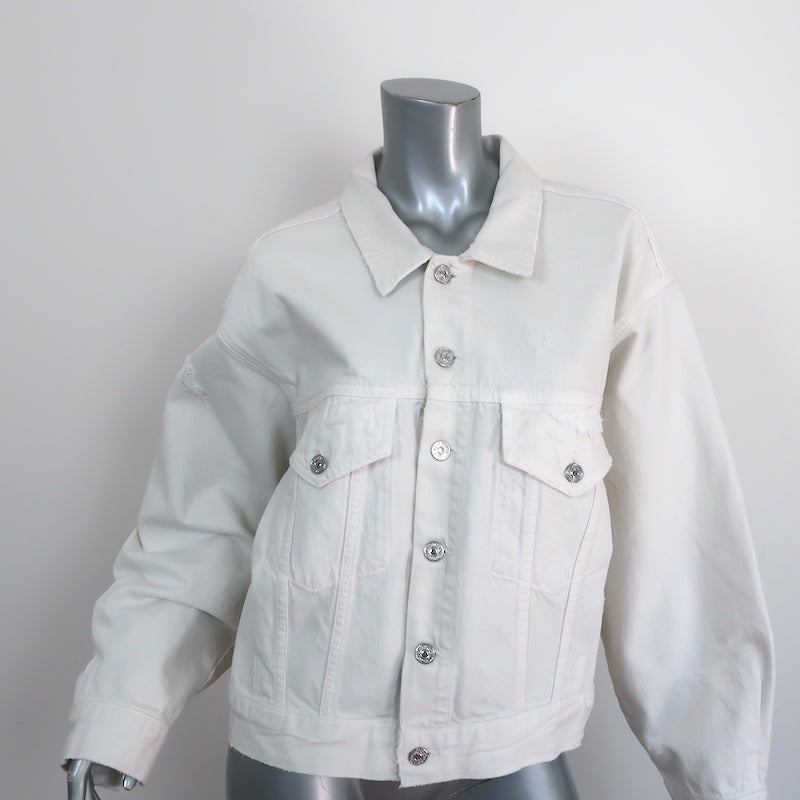 Citizens of Humanity Stevie Distressed Denim Jacket Cream Size Small NEW