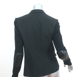 Cut25 Elbow Patch Blazer Black Leather-Trim Wool Size 36 One-Button Jacket