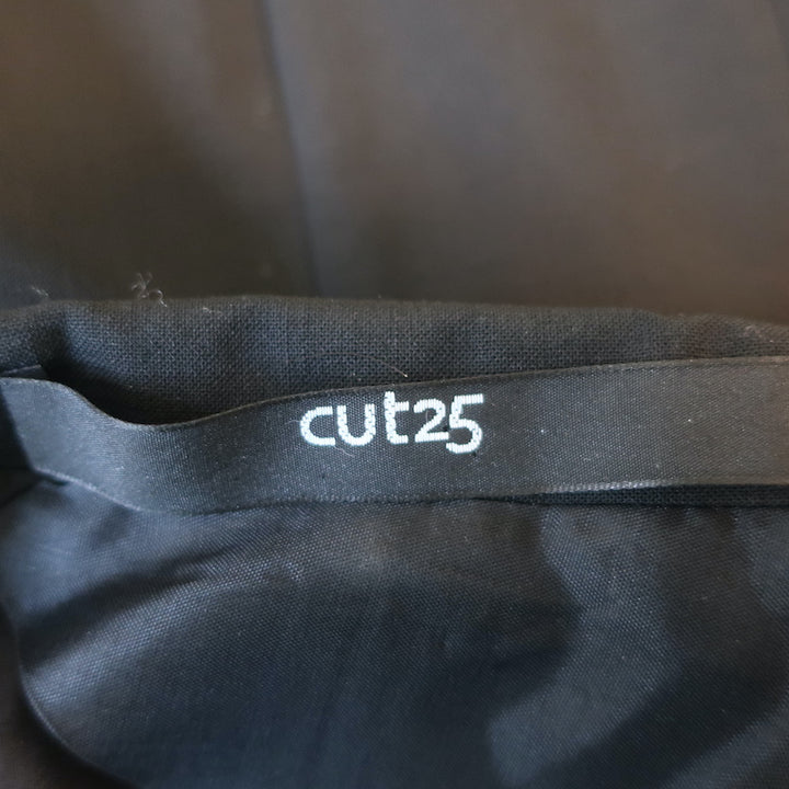 Cut25 Elbow Patch Blazer Black Leather-Trim Wool Size 36 One-Button Jacket