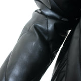 Apparis Liliane Quilted Faux Leather Puffer Jacket Black Size Large