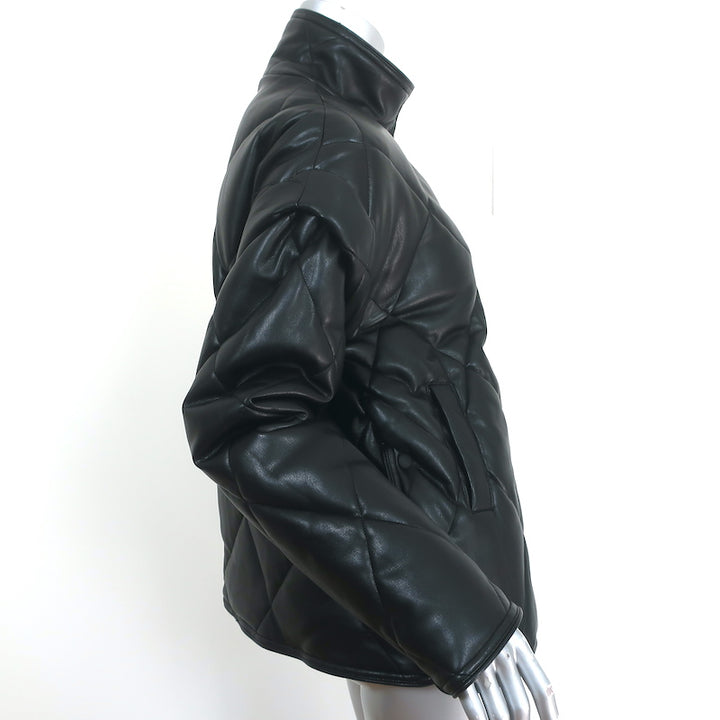 Apparis Liliane Quilted Faux Leather Puffer Jacket Black Size Large
