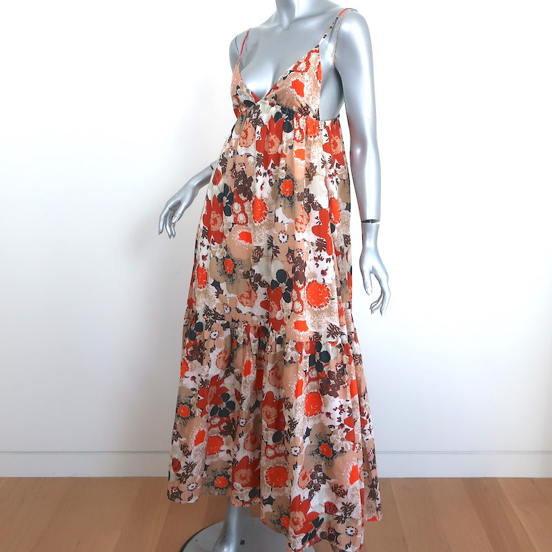 Faithfull The Brand Maxi Dress Anisha Floral Print Cotton Size Extra Small NEW