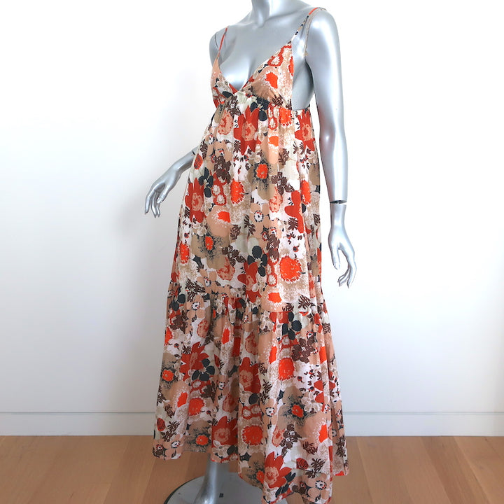 Faithfull The Brand Maxi Dress Anisha Floral Print Cotton Size Extra Small NEW