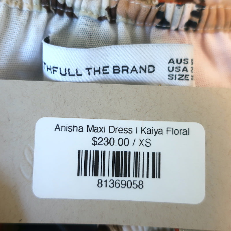 Faithfull The Brand Maxi Dress Anisha Floral Print Cotton Size Extra Small NEW
