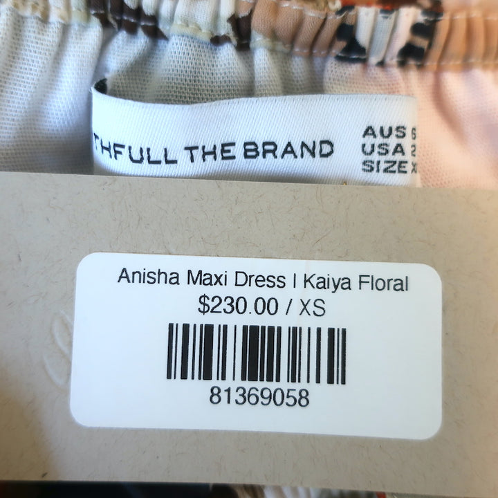 Faithfull The Brand Maxi Dress Anisha Floral Print Cotton Size Extra Small NEW