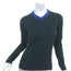 Rag & Bone Colorblock V-Neck Sweater Renelle Navy/Gray Wool-Cashmere Size Medium