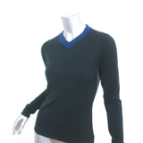 Rag & Bone Colorblock V-Neck Sweater Renelle Navy/Gray Wool-Cashmere Size Medium