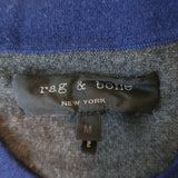 Rag & Bone Colorblock V-Neck Sweater Renelle Navy/Gray Wool-Cashmere Size Medium