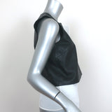 Theory Hodal Leather Overlay Top Black/White Size Small Sleeveless Blouse