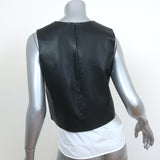 Theory Hodal Leather Overlay Top Black/White Size Small Sleeveless Blouse